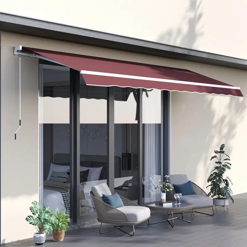 Sonnenstore Markise Manuell Aluminium Polyester wasserfest 3,5 m Länge x 2,5 m Breite rot