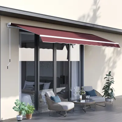 Sonnenstore Markise Manuell Aluminium Polyester wasserfest 3,5 m Länge x 2,5 m Breite rot