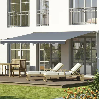 Sonnenstore, Markise 2,5 m x 2 m aus Alu, wasserdichtes hochdichtes Polyester, Grau