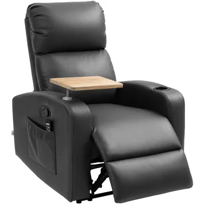 Massagesessel mit Klapptisch &amp; Fusstütze, 8 Massagepunkte, schwarz, 77 x 93 x 105 cm