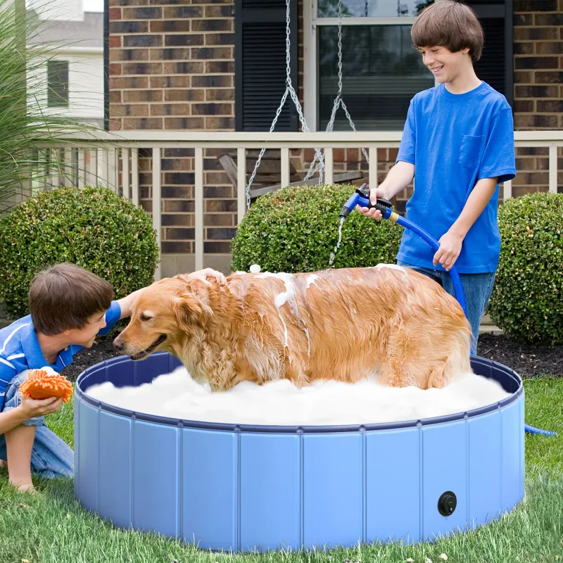 Hundepool Planschbecken für Hunde Blau Ø120 x H30 cm ideal für heisse Tage im Garten