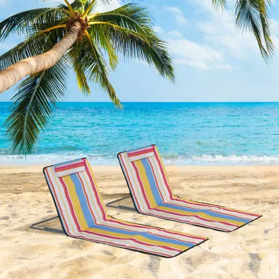 2er-Set Strandmatte, verstellbar, faltbar, 124L x 53B x 37-50H cm, Bunt