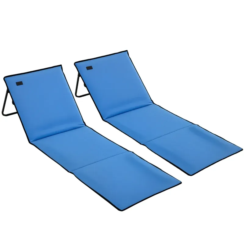 Set aus 2 gepolsterten Strandmatten, verstellbare Rückenlehne, Tragetasche, Blau