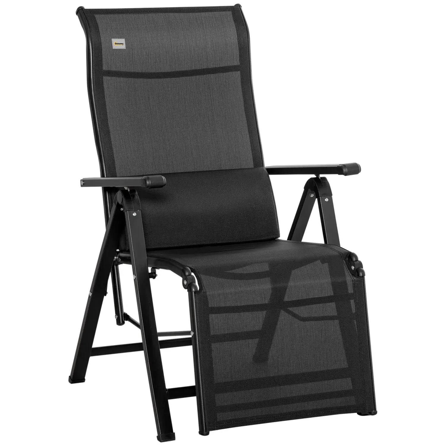 Liegestuhl mit Kissen, verstellbare Rückenlehne, Schwarz Liegestuhl mit Kissen, verstellbare Rückenlehne, Schwarz