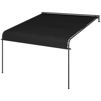 Sonnenstore, Anlehnmarkise, Pavillon, Pergola, wetterbeständig, 396 x 302 x 210/280 cm, Dunkelgrau Sonnenstore, Anlehnmarkise, Pavillon, Pergola, wetterbeständig, 396 x 302 x 210/280 cm, Dunkelgrau