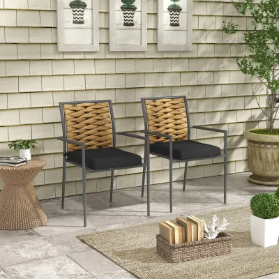 2er-Set Gartenstühle, Terrassenstühle, wetterbeständig, modernes Design, 57 x 58 x 87cm, Braun+Schwarz+Grau
