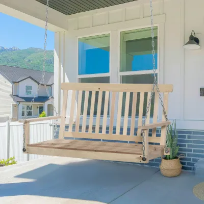 Veranda-Schaukel, Latten-Design aus Holz, bis zu 200 kg belastbar, Naturholz