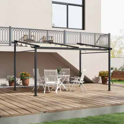Ausziehbare Pergola 4x3 m mit pulverbeschichtetem Metallrahmen