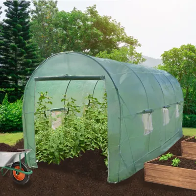Polytunnel Gewächshaus 5 x 2 m mit 19 mm Stahlrahmen und PE-Abdeckung