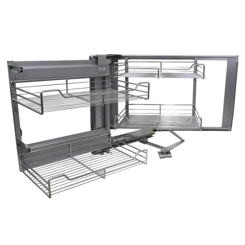 Magic Corner Eckschrank‑Körbe 90–100 cm links | Soft‑Close, 4 Edelstahlkörbe, Komplettset