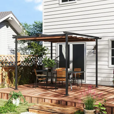 Pergola 3 x 3 m mit ausziehbarem Schiebedach | Braun