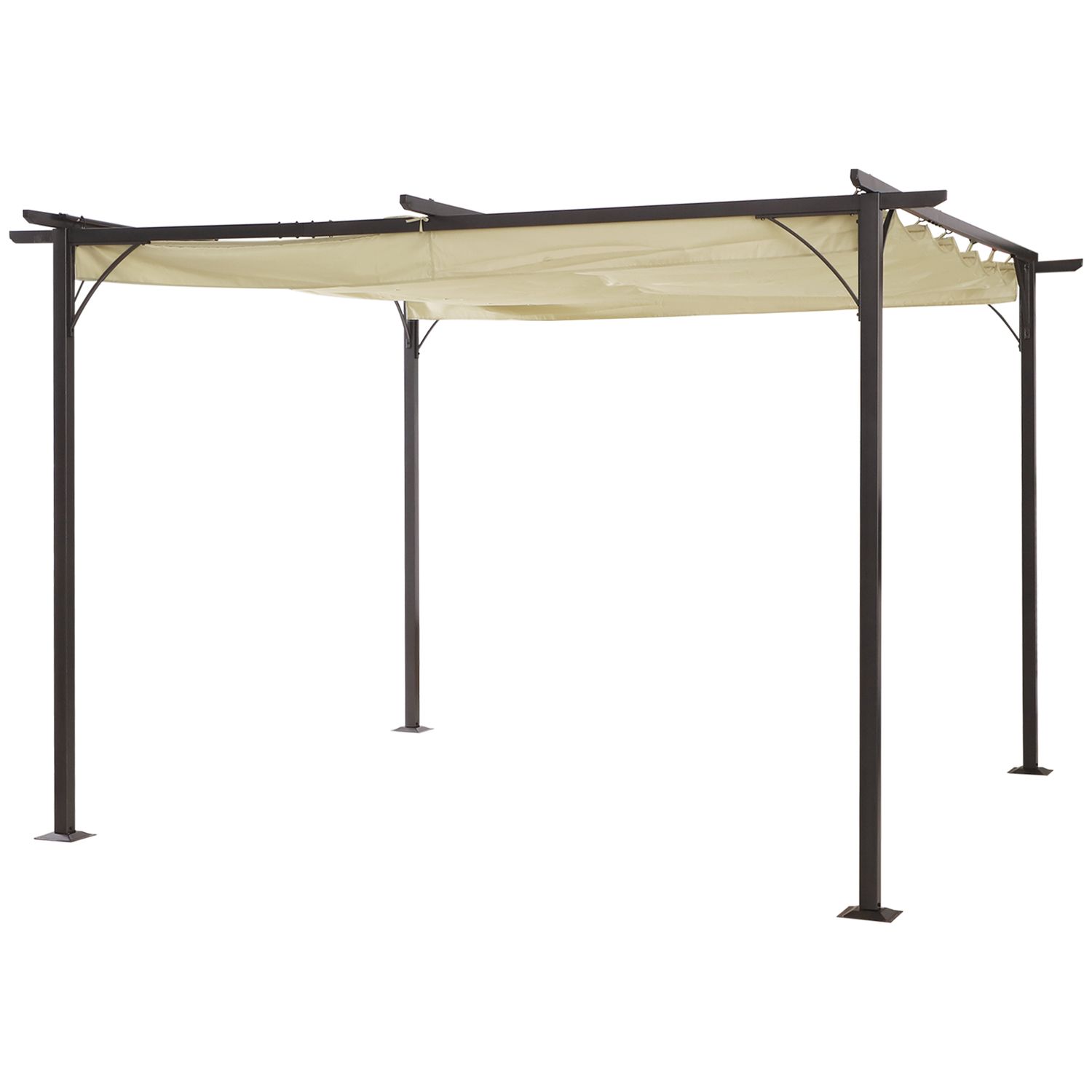 Retraktierbare Pergola 3,5 x 3,5 m | Beige/Schwarz