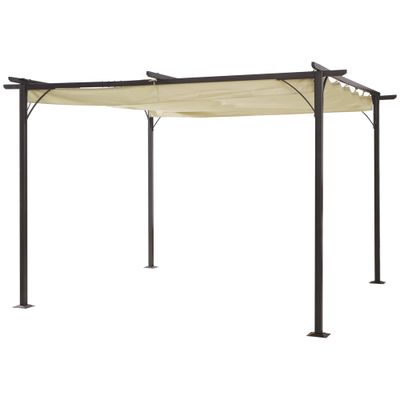 Retraktierbare Pergola 3,5 x 3,5 m | Beige/Schwarz Retraktierbare Pergola 3,5 x 3,5 m | Beige/Schwarz