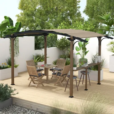 Pergola Gartenpavillon 4m x 2,6 m mit Theke | Bogenförmiges Dach, Alu-/Stahlrahmen