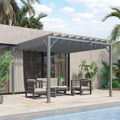 Bioklimatische Pergola 3 x 3 m mit verstellbaren Lamellen | Aluminium, Grau, UV 50+