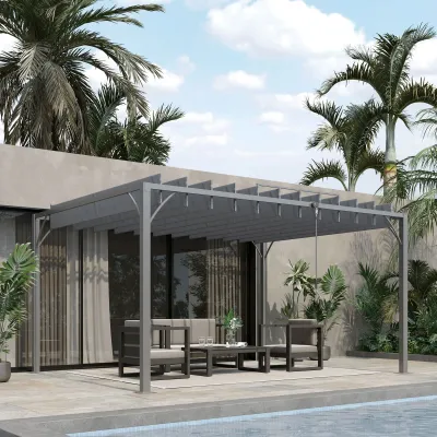 Bioklimatische Pergola 4 x 3 m mit verstellbaren Lamellen | Aluminium, Grau, UV 50+
