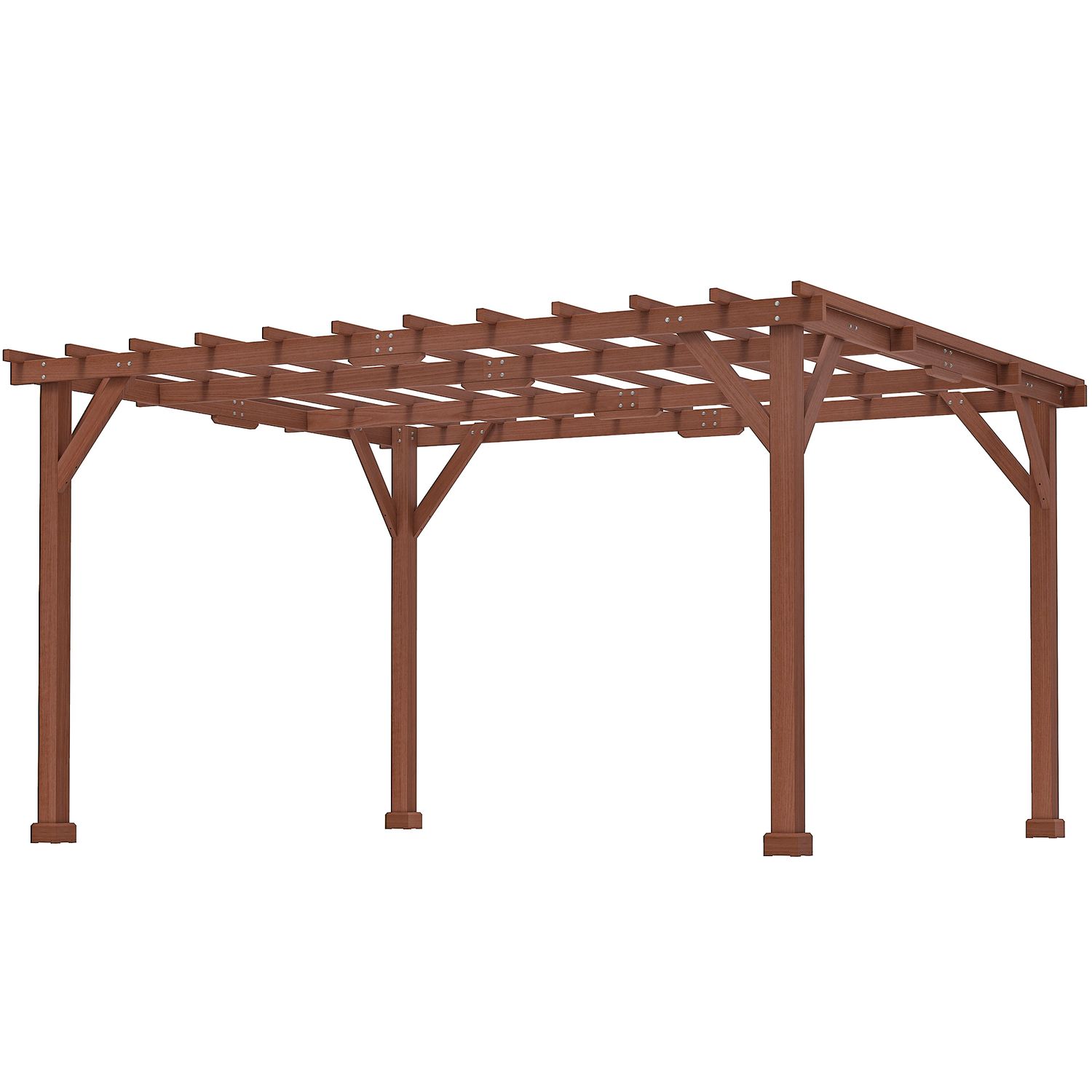 Holz‑Pergola 3,3 x 3,8 m mit Rankgittern | Stabile Gartenlaube für Kletterpflanzen, Braun