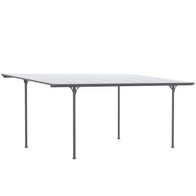 Gartenpavillon-Pergola 5,00 x 2,99 m | Aluminium/Polycarbonat, Grau, wetterfest mit Regenablauf