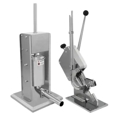 5 l Wurstfüller + Wurstclipper Set | Edelstahl, manuell, inkl. 5 Trichter &amp; 2000 Aluminiumclips