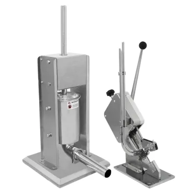 7 l Wurstfüller + Wurstclipper Set | Edelstahl #304, manuell, inkl. 5 Trichter &amp; 2000 Aluminiumclips