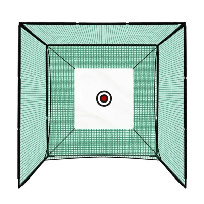 Golf-Übungskäfig, Golfnetz 3x3x3m – Stahlrahmen, UV‑stabilisiertes Netz, Kunstrasenmatte, Zielscheibe