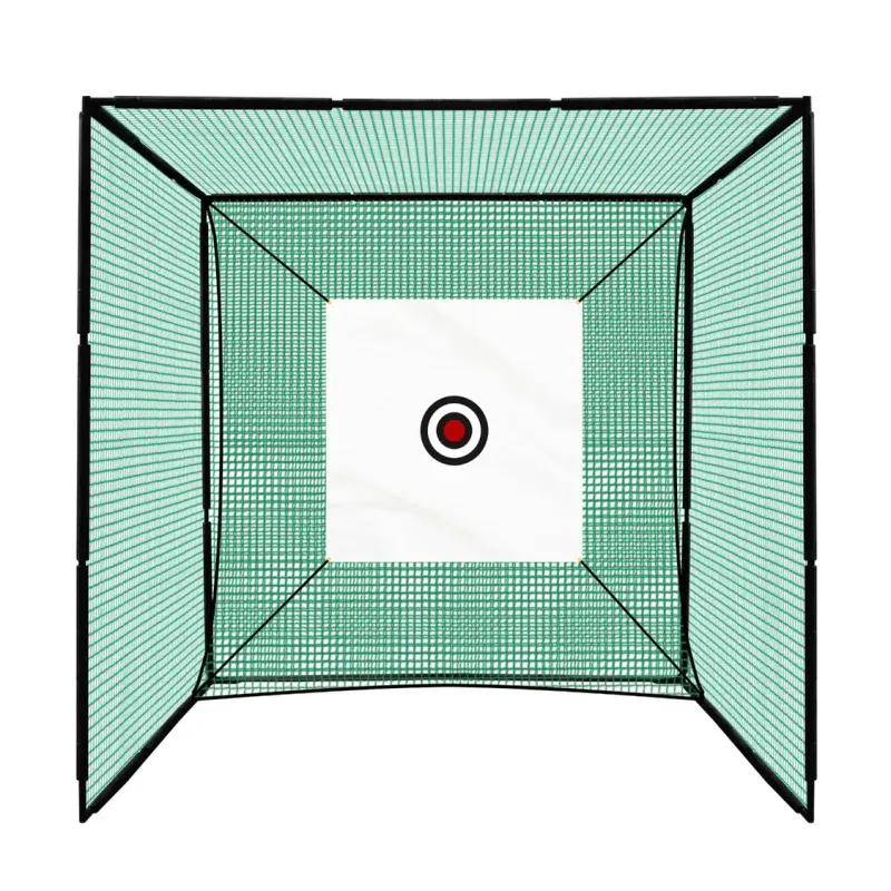 Golf-Übungskäfig, Golfnetz 3x3x3m – Stahlrahmen, UV‑stabilisiertes Netz, Kunstrasenmatte, Zielscheibe Golf-Übungskäfig, Golfnetz 3x3x3m – Stahlrahmen, UV‑stabilisiertes Netz, Kunstrasenmatte, Zielscheibe