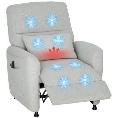 Liegesessel – Hellgrau Chenille | 8‑Punkt Massagesessel, Wärme, 150° elektrisch, Memory