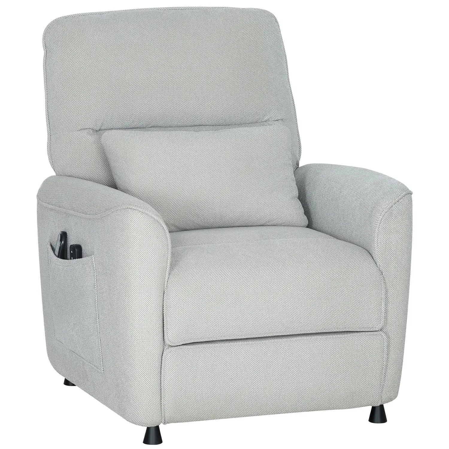 Liegesessel – Hellgrau Chenille | 8‑Punkt Massagesessel, Wärme, 150° elektrisch, Memory