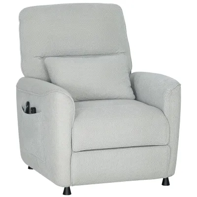 Liegesessel – Hellgrau Chenille | 8‑Punkt Massagesessel, Wärme, 150° elektrisch, Memory