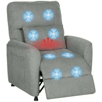 Liegesessel – Dunkelgrau Chenille | 8‑Punkt Massagesessel, Wärme, 150° elektrisch, Memory