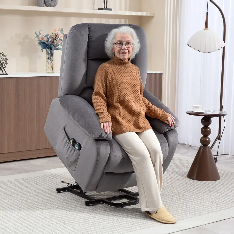 Fernsehsessel Aufstehhilfe Dunkelgrau | Wärme, Massage, optional Montageservice