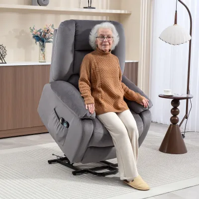Fernsehsessel Aufstehhilfe Dunkelgrau | Wärme, Massage, optional Montageservice