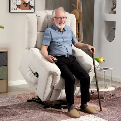 Powerlift Aufstehsessel Massagesessel mit Wärme – Beige Chenille
