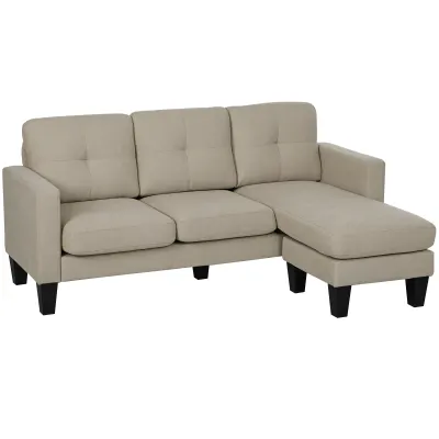 Ecksofa 3‑Sitzer mit Chaiselongue links/rechts – Beige, 186x130x84 cm