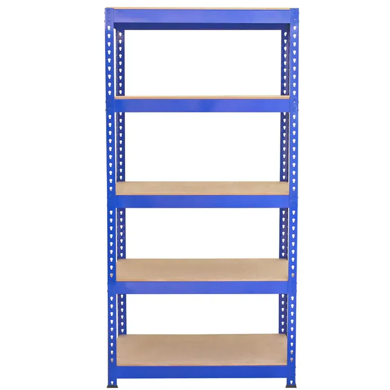 Q‑Rax Lagerregal 90 x 50 x 180 cm, Blau – 5 Böden, 200 kg/Boden, 1,2 mm Stahl, schraubenlos Q‑Rax Lagerregal 90 x 50 x 180 cm, Blau – 5 Böden, 200 kg/Boden, 1,2 mm Stahl, schraubenlos