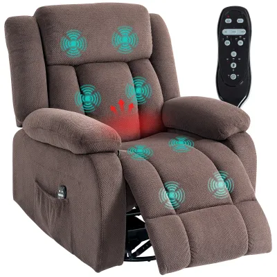 Massage-Sessel mit 8 Vibrationspunkten, 5 Modi, Lendenheizung, braun, optional mit Montage