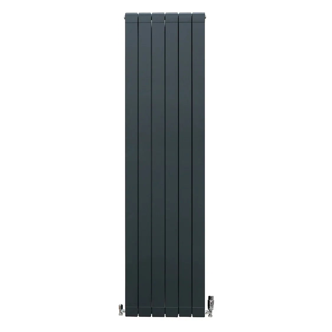 Aluminium Paneelheizkörper Anthrazitgrau – 1800x475 mm, Chrom Thermostatventile