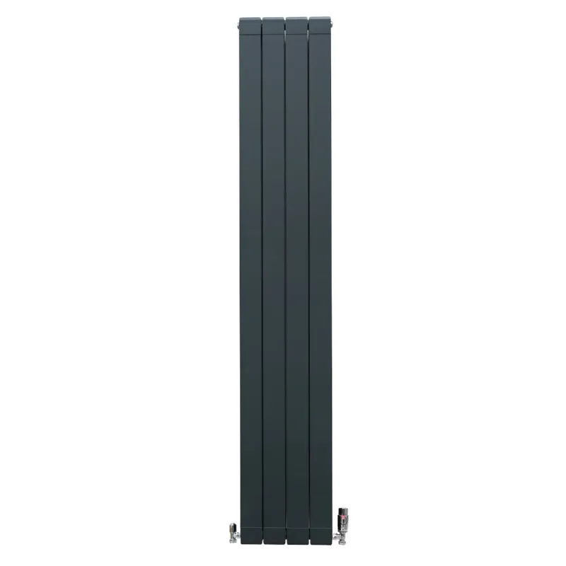 Aluminium Paneelheizkörper Anthrazitgrau – 1800x315 mm, Chrom Thermostatventile