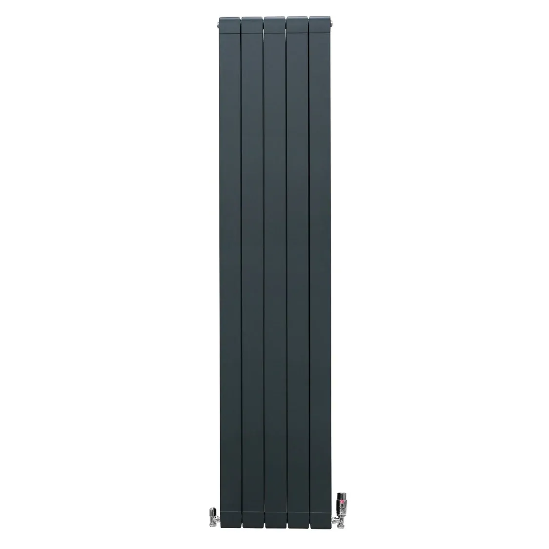 Aluminium Paneelheizkörper Anthrazitgrau – 1800x395 mm, Chrom Thermostatventile Aluminium Paneelheizkörper Anthrazitgrau – 1800x395 mm, Chrom Thermostatventile