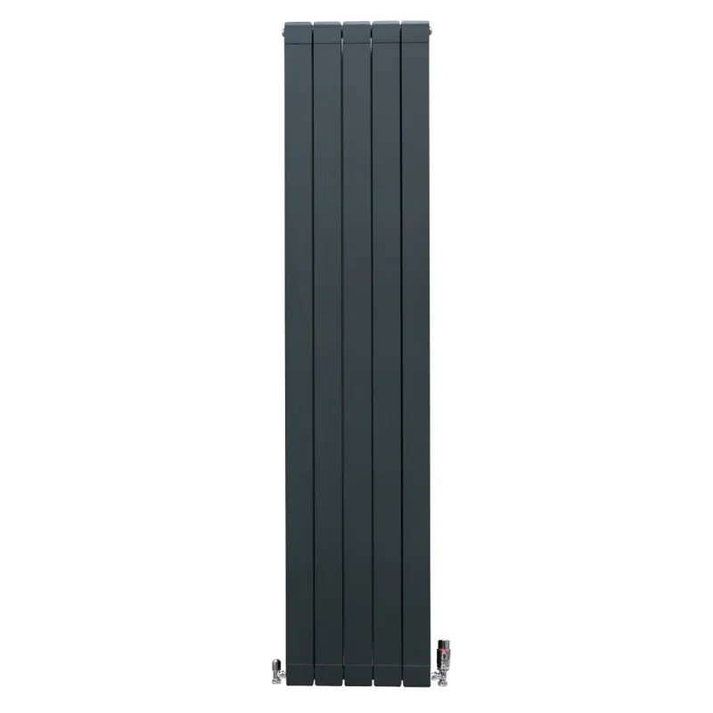 Aluminium Paneelheizkörper Anthrazitgrau – 1800x395 mm, Chrom Thermostatventile Aluminium Paneelheizkörper Anthrazitgrau – 1800x395 mm, Chrom Thermostatventile