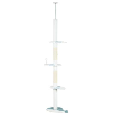 Katzenbaum Deckenhoch 225-255 cm – Ball, Plattformen, Weiss