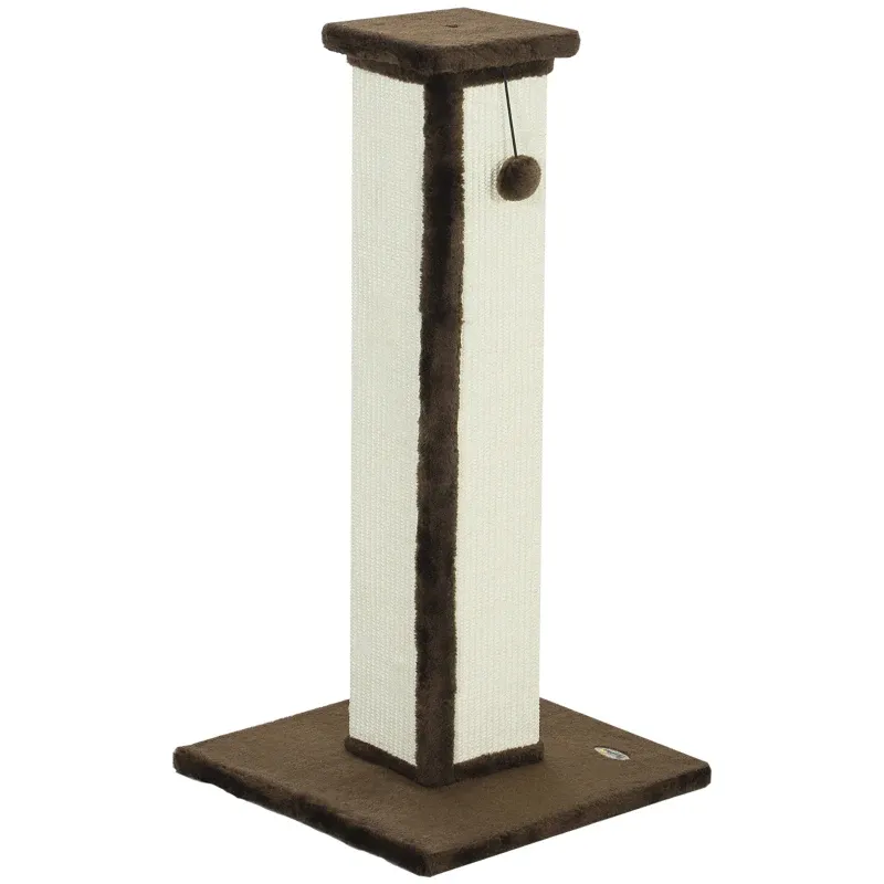 Kratzsäule 81 cm – Sisal, Plüsch, hängender Ball, für Katzen &lt; 5 kg