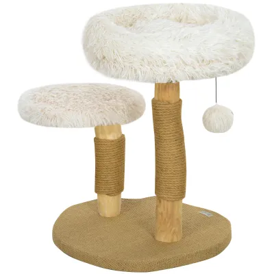Katzenbaum 61,5 cm – Katzenbett, Kratzpfosten, Sprungplattform, Weiss Katzenbaum 61,5 cm – Katzenbett, Kratzpfosten, Sprungplattform, Weiss