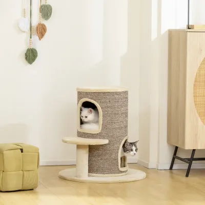 Kratztonne 61 cm – 2 Ebenen, Sprungplattform, Aussichtspunkt, Beige