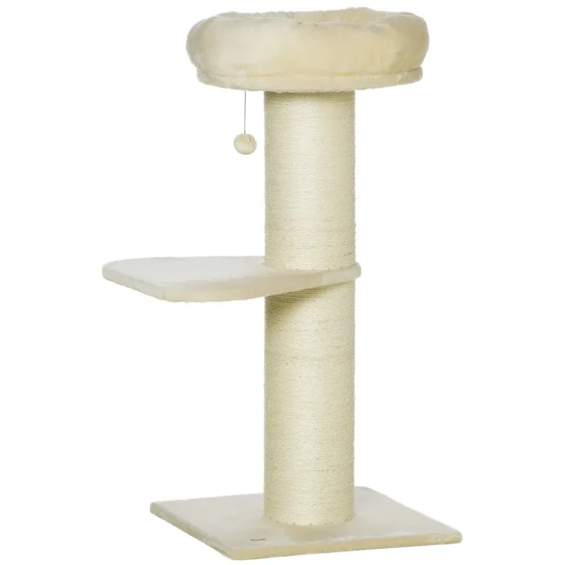 Kratzbaum 105 cm – Sisal, 2 Plattformen, Beobachtungskorb, Beige