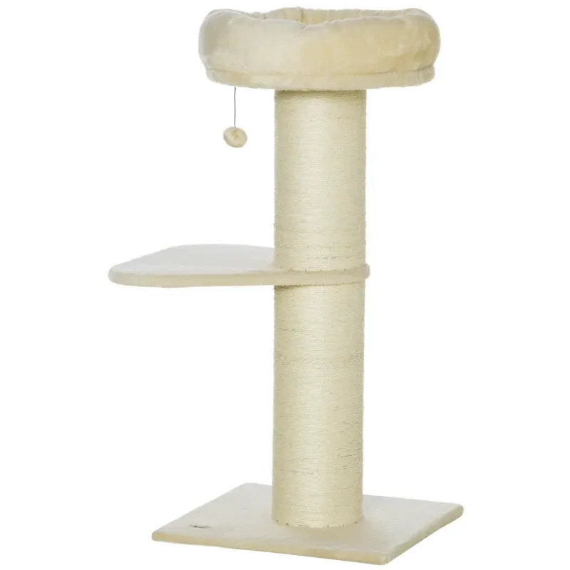 Kratzbaum 105 cm – Sisal, 2 Plattformen, Beobachtungskorb, Beige