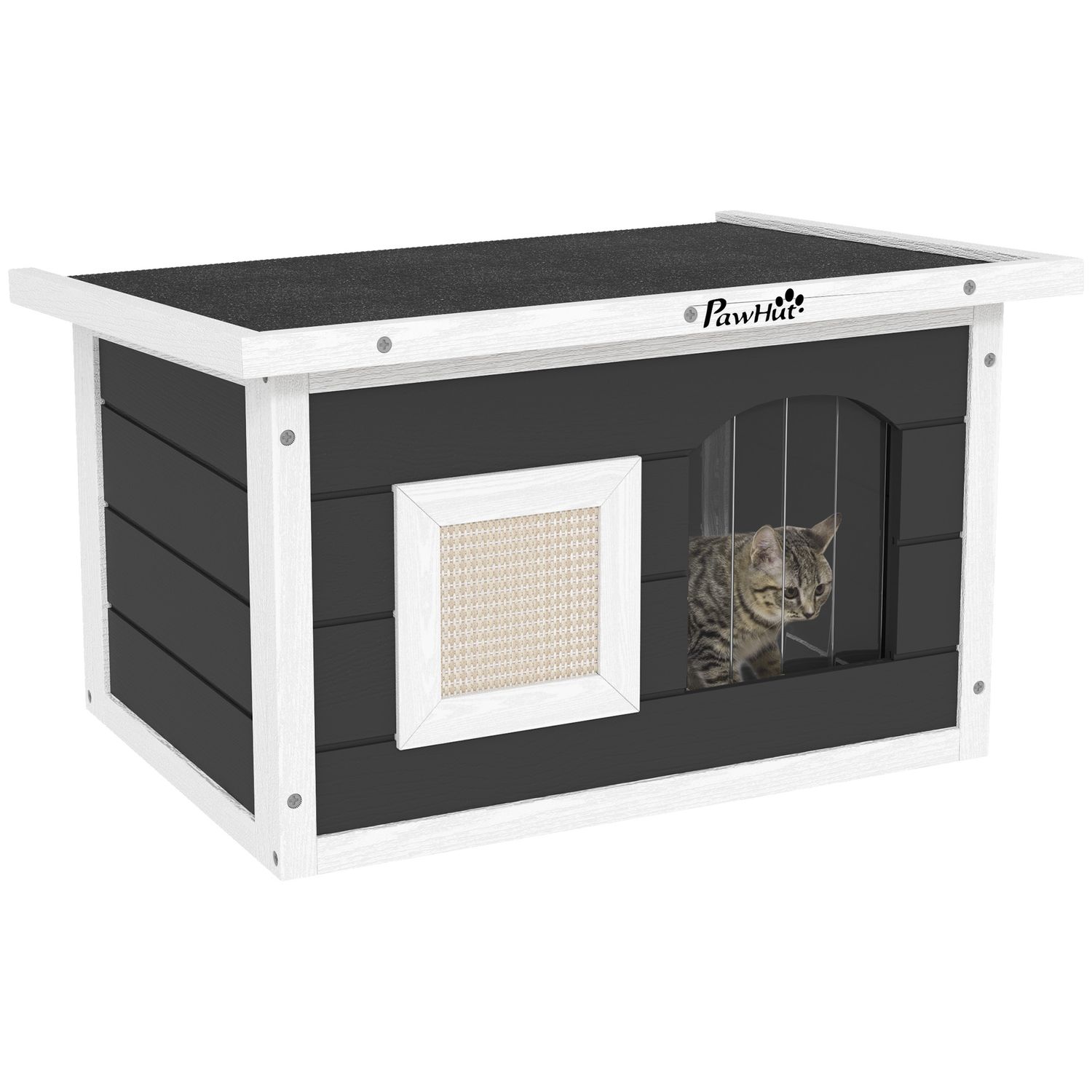 Katzenhaus, Nagerhaus Rückzugsort – Kratzmatte, Türklappe, Grau