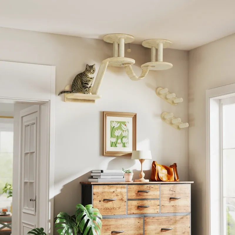 Katzentreppen-Set – Wand-/Deckenmontage, Beige