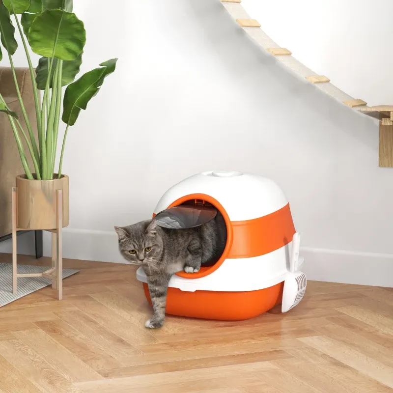 Katzentoilette – Deckel, Streuschaufel, Weiss/Orange