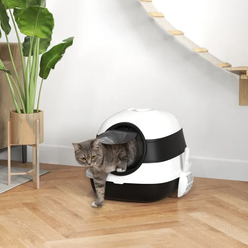 Katzentoilette – Deckel, Streuschaufel, Weiss/Schwarz